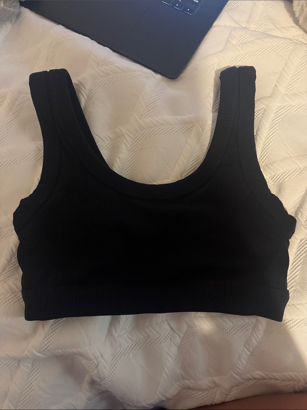 ALO Yoga Black Ribbed Crop Tank Top